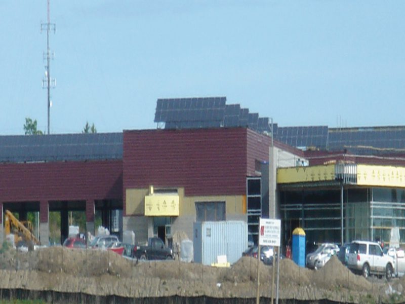 View of Ajax Operations Centre and Solera Solar Panels on Rooftop