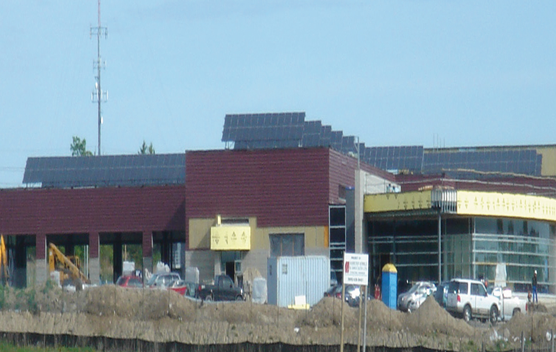 View of Ajax Operations Centre and Solera Solar Panels on Rooftop