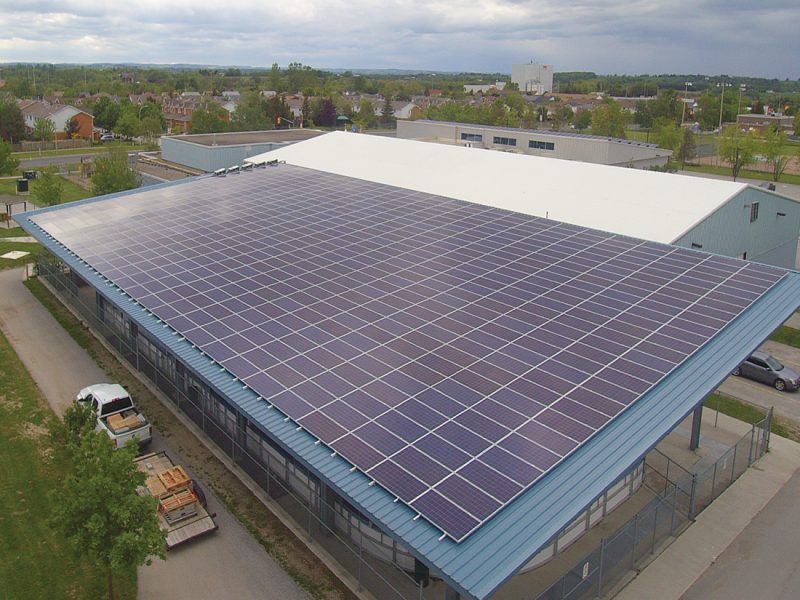 Roof Top View of Tottenham arena and new solar panels installed by Solera